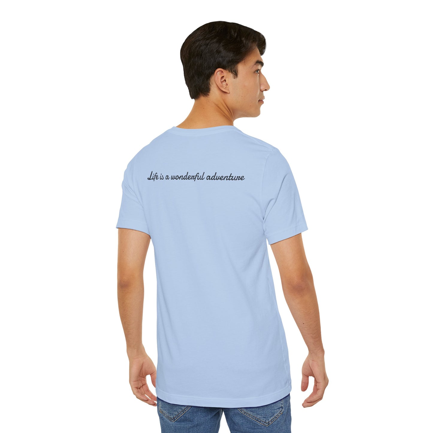 ALADOS.Inspiring Graphic Unisex T-Shirt for Explorers,Unique Design Tee,Motivational Gift for Friends. -Life is a wonderful adventure.-
