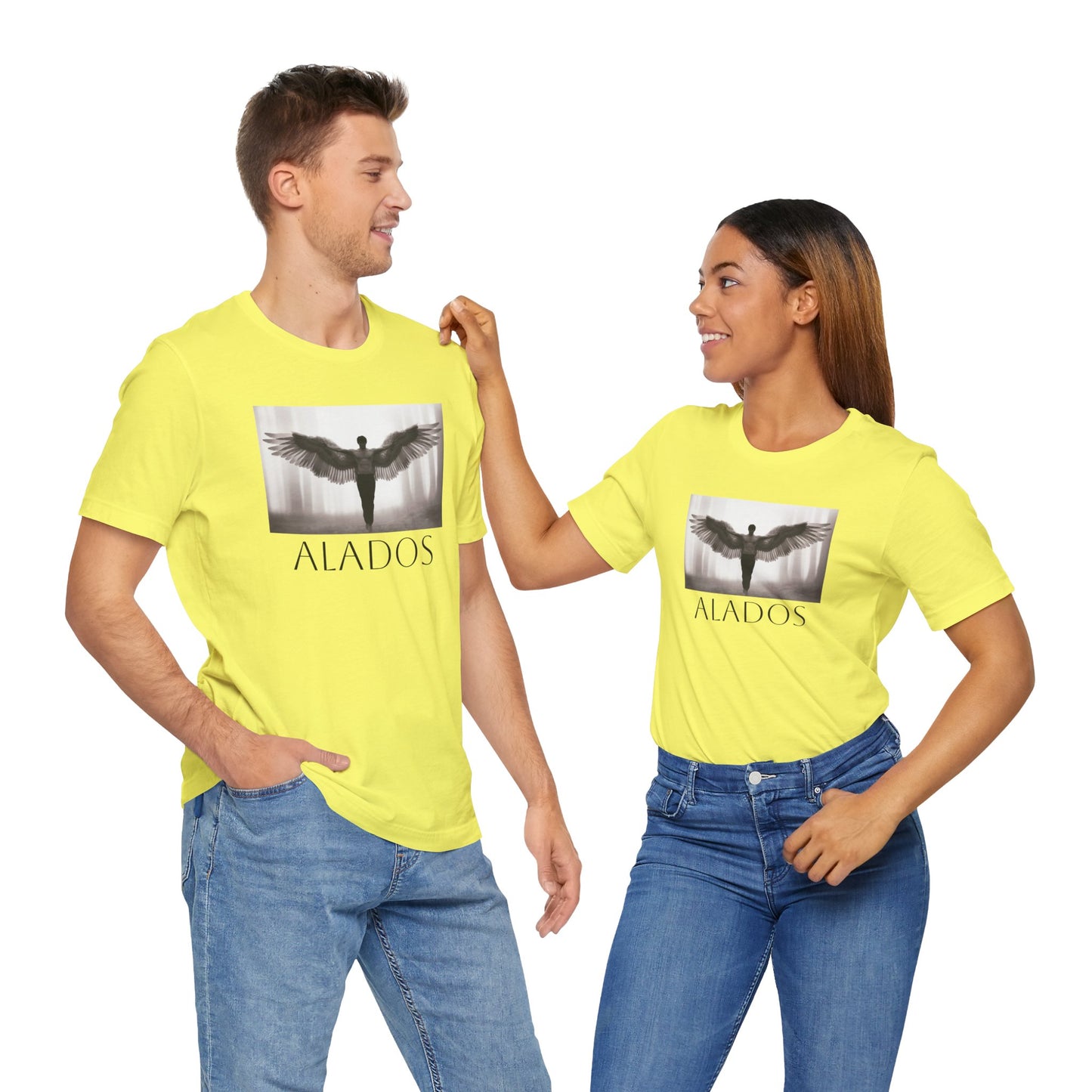 Alados Graphic Tee,Inspirational Unisex Jersey T-Shirt, Adventure Shirt, Angel Wing Shirt, Motivational Top, Gift for Dreamers