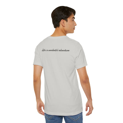 ALADOS.Inspiring Graphic Unisex T-Shirt for Explorers,Unique Design Tee,Motivational Gift for Friends. -Life is a wonderful adventure.-