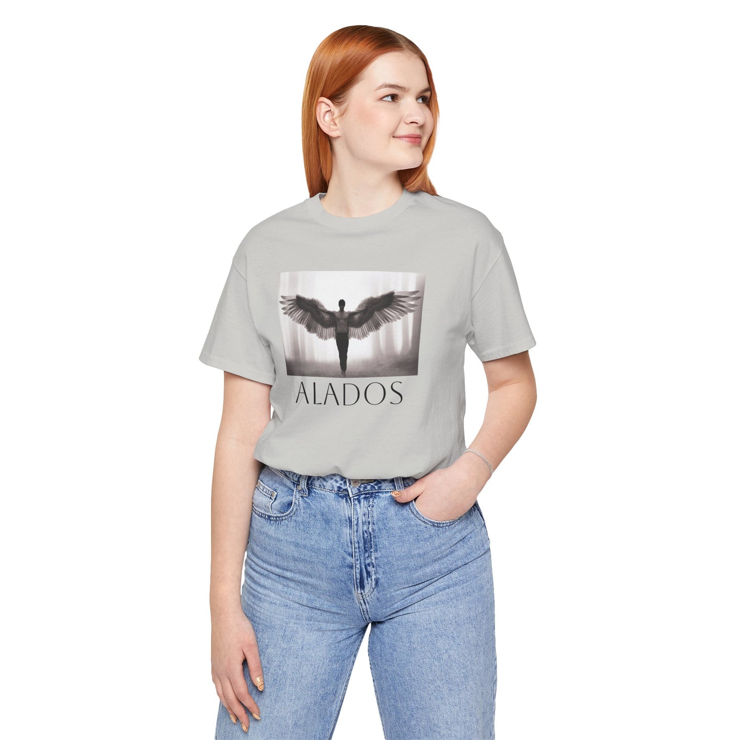Alados Graphic Tee,Inspirational Unisex Jersey T-Shirt, Adventure Shirt, Angel Wing Shirt, Motivational Top, Gift for Dreamers
