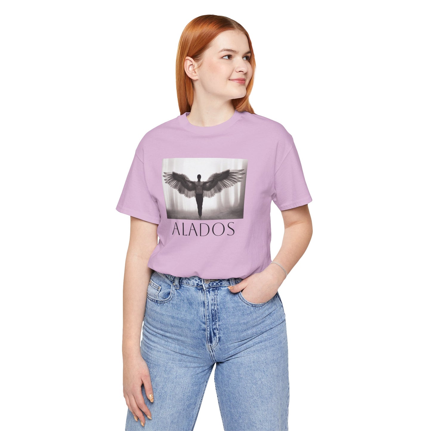 Alados Graphic Tee,Inspirational Unisex Jersey T-Shirt, Adventure Shirt, Angel Wing Shirt, Motivational Top, Gift for Dreamers