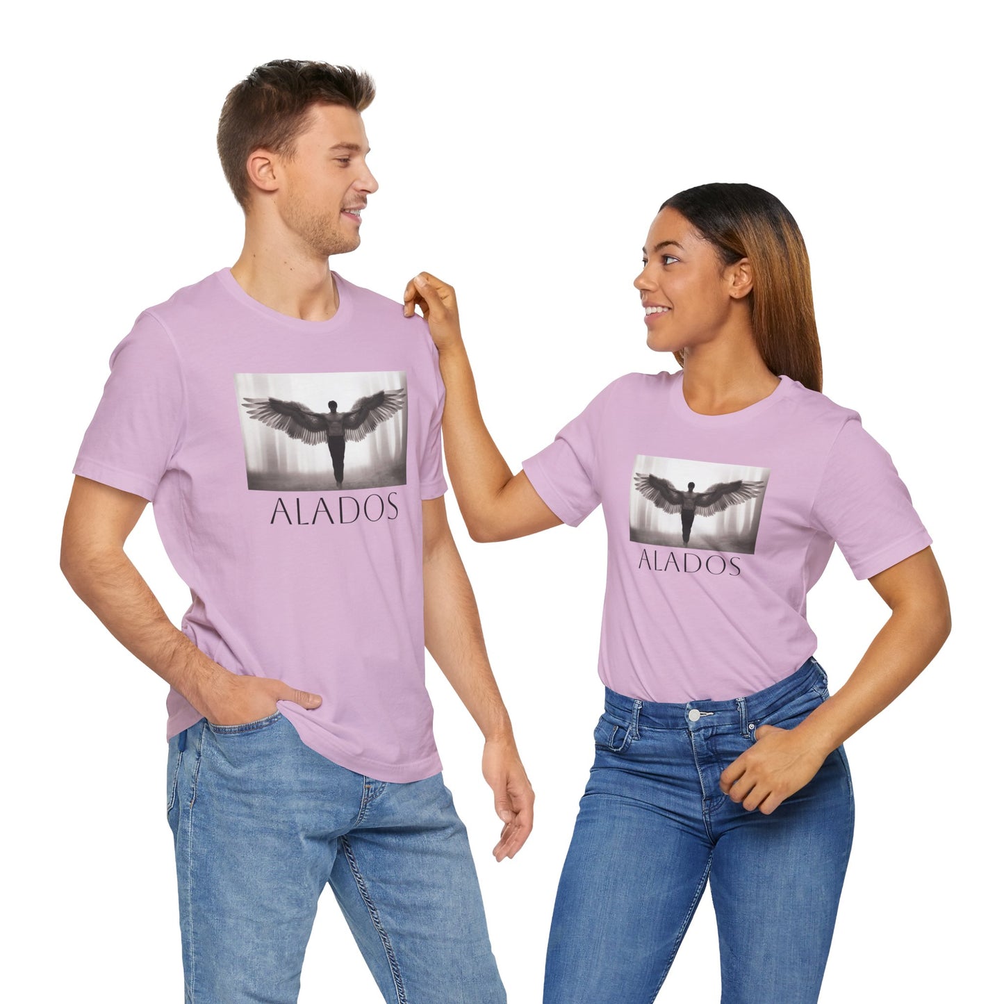 Alados Graphic Tee,Inspirational Unisex Jersey T-Shirt, Adventure Shirt, Angel Wing Shirt, Motivational Top, Gift for Dreamers