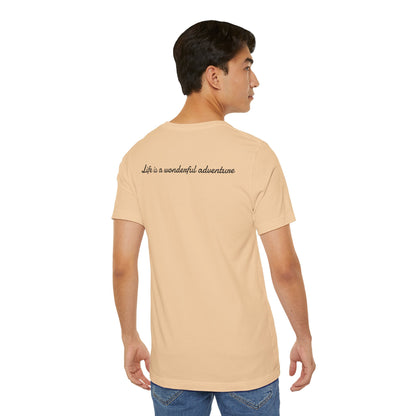ALADOS.Inspiring Graphic Unisex T-Shirt for Explorers,Unique Design Tee,Motivational Gift for Friends. -Life is a wonderful adventure.-