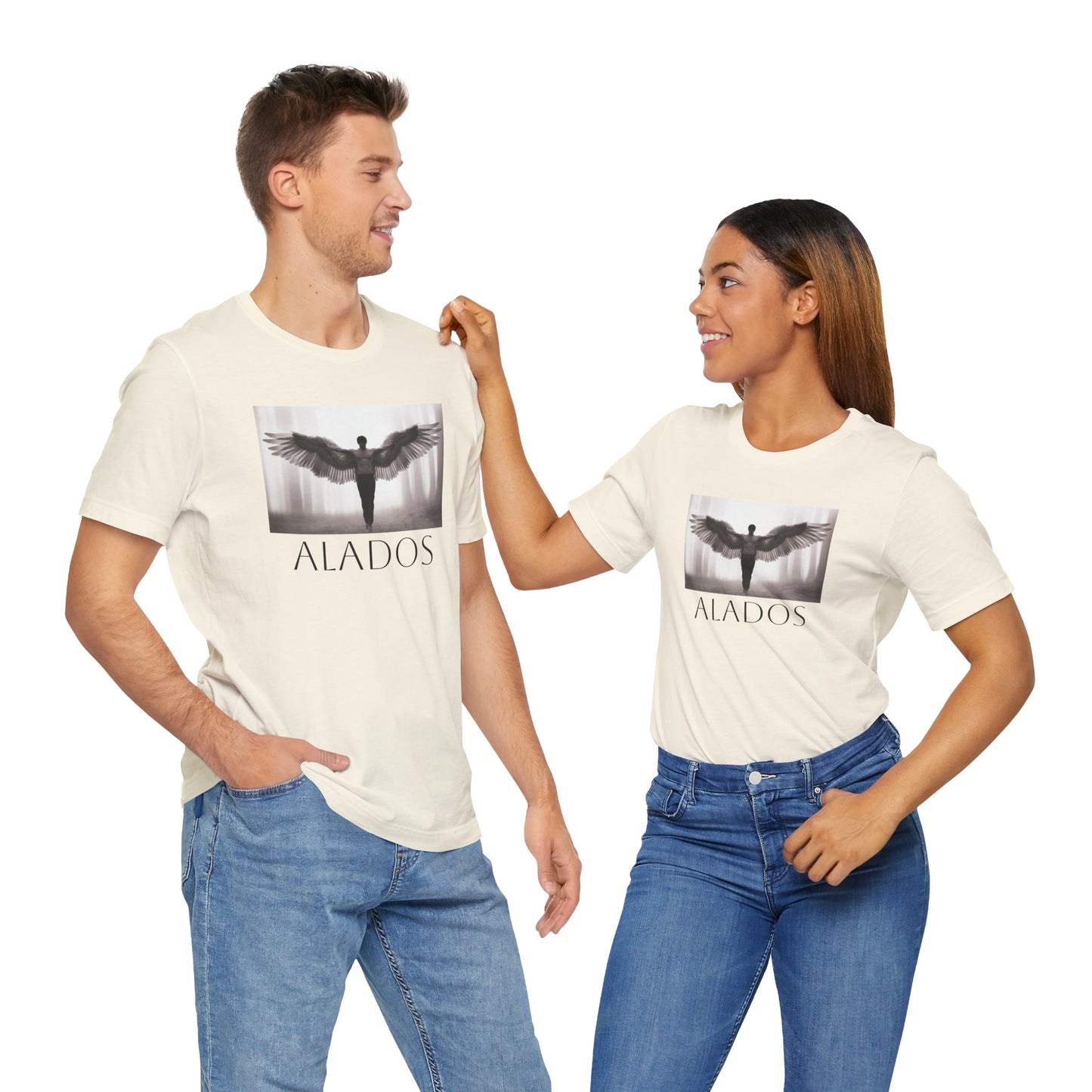Alados Graphic Tee,Inspirational Unisex Jersey T-Shirt, Adventure Shirt, Angel Wing Shirt, Motivational Top, Gift for Dreamers