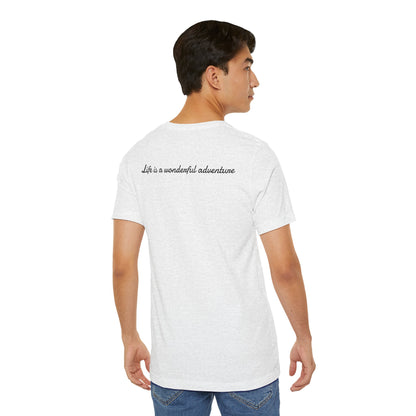 ALADOS.Inspiring Graphic Unisex T-Shirt for Explorers,Unique Design Tee,Motivational Gift for Friends. -Life is a wonderful adventure.-