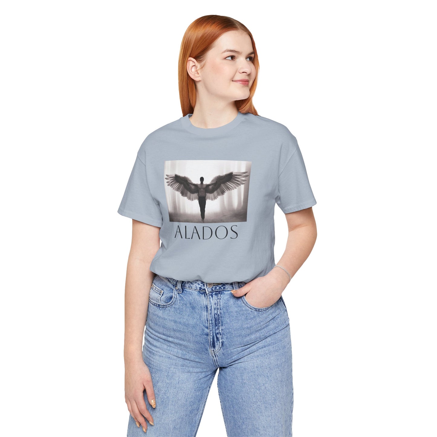 Alados Graphic Tee,Inspirational Unisex Jersey T-Shirt, Adventure Shirt, Angel Wing Shirt, Motivational Top, Gift for Dreamers