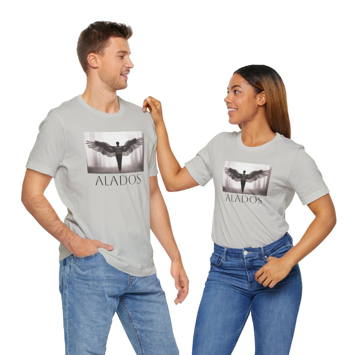 Alados Graphic Tee,Inspirational Unisex Jersey T-Shirt, Adventure Shirt, Angel Wing Shirt, Motivational Top, Gift for Dreamers